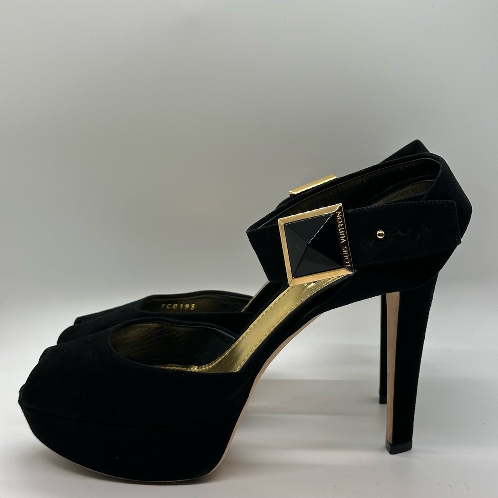 Sold-LOUIS VUITTON Pony Style Open-Toe Black Pumps